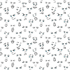 Seamless Set of Faces - Wallpaper Design