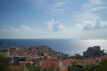 View onto Lokrum Island, Lovrijenac Fort and Old Town of Dubrovnik from Lookout Point, Croatia
