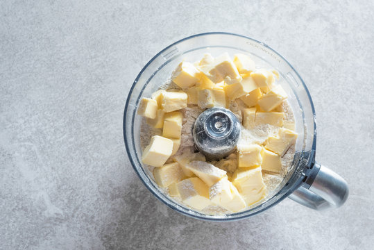 Dough Prepaing In A Food Processor.