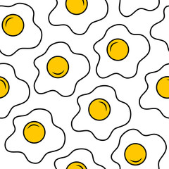 Seamless pattern with isolated scrambled eggs. Vector illustration