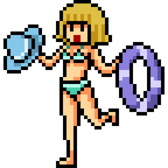 Fototapeta premium vector pixel art swimsuit woman