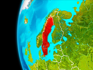 Map of Sweden in red