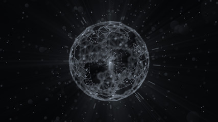 3d rendered abstract plexus shapes. Web concept. Digita and technology background with lines and dots.