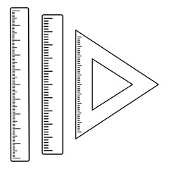 Set of rulers, outline design. Vector illustration