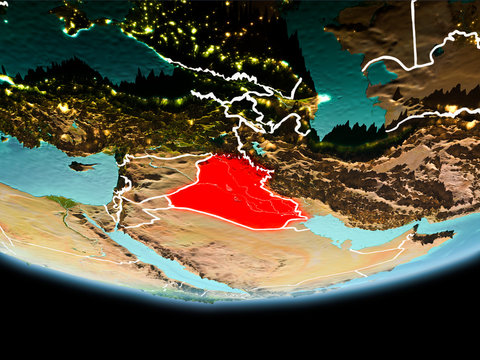 Iraq in red in the evening
