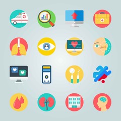 Icon set about Medical. with first aid kit, computer and brain