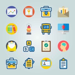 Icon set about Education And School. with page, file and computer