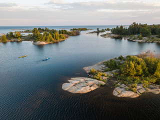 Aerial view of a sea Kayaking trip on the Great Lakes
