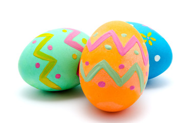 Perfect colorful handmade easter eggs isolated on a white
