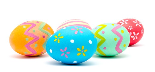 Perfect colorful handmade easter eggs isolated on a white