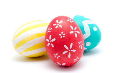 Perfect colorful handmade easter eggs isolated on a white