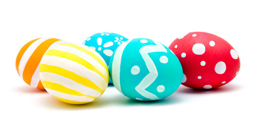 Perfect colorful handmade easter eggs isolated on a white