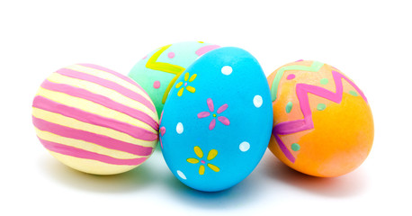 Perfect colorful handmade easter eggs isolated on a white
