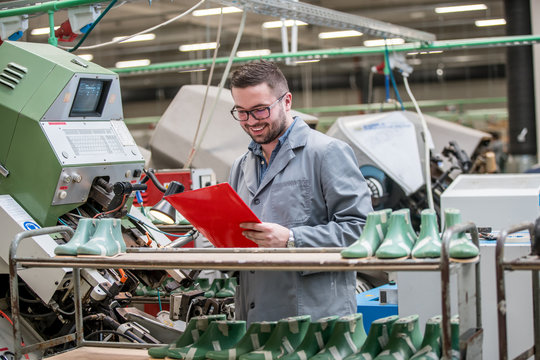 manager at a leather shoe manufacturing factory