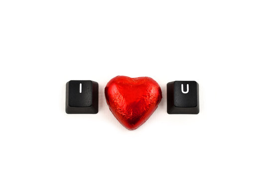 I love you stock images. Valentines Day concept. Love keyboard inscription. Keyboard with heart. Keyboard buttons on a white background