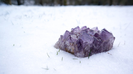 amethyst in snow