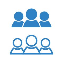 People icon. Blue silhouette, flat and outline design. Vector illustration