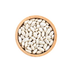 white bean on wooden bowl
