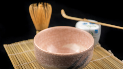 pink chawan and tools