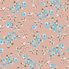 Seamless pattern design with little forget me not flowers