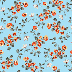 Seamless pattern design with little forget me not flowers