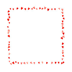 Obraz premium Heart frame for Valentines day with red glitter. February 14th day. Vector confetti for heart frame template. Grunge hand drawn texture. Love theme for voucher, special business ad, banner.