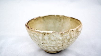 white handmade chawan