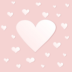 Background with hearts in beige color gamma.