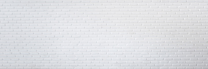 Pattern of white brick wall for background and textured, Seamless white brick wall background panorama