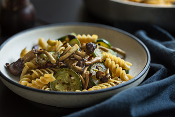 Fusilli with Mushroom,Garlic and Zucchini