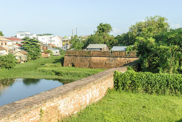 Fototapeta na wymiar sight of the channels of the citadel in Hue, Vietnam.