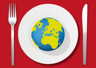 terre - assiette - environnement - énergie - concept - globe - planète - écologie - consommation