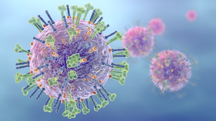 Influenza virus, medically illustration - obrazy, fototapety, plakaty