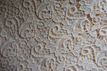 Ivory delicate perforated lacy fabric from above