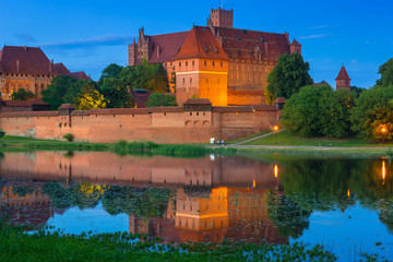 Malbork Castle of the Teutonic Order at dusk, Poland