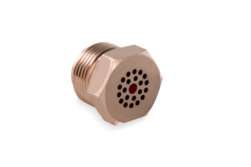 technical details construction assembly metal materials mechanisms technology liquid adjustment bronze copper rubber gasket white background isolate