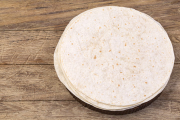 tortilla  on wooden table