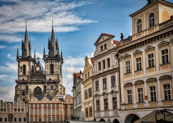Fototapeta na wymiar Prague, facades of the Old Town Square