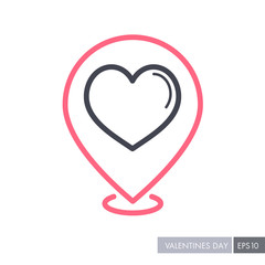 Heart pin map icon, Love symbol Valentine Day