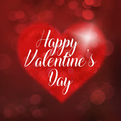 Valentine's day heart with sparkling bokeh effect and inscription