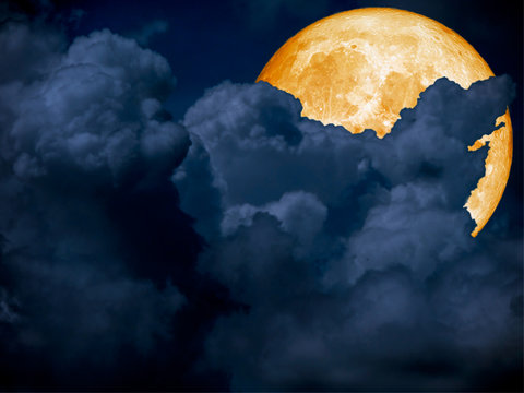 super blue blood moon back on cloud night sky