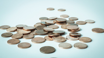 Close up and selective focus point on coin textures - Vintage Filter