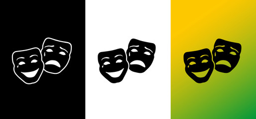 Happy and sad mask, logo opera & carnival image, illustration, vector icon AI / EPS 10 vol. 4