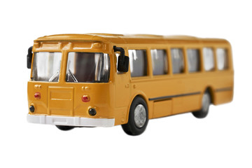 Fototapeta na wymiar Toy model of old soviet bus isolated on white