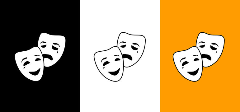 Happy and sad mask, logo opera & carnival image, illustration, vector icon AI / EPS 10 vol. 6