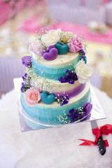 Colourfull wedding cake for solemization event.