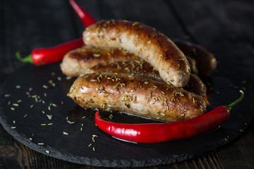 Hot sausages with chilli pepper
