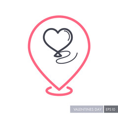 Balloon in the form of heart pin map icon