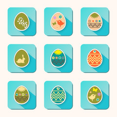 Fototapeta premium Easter eggs icons of different shade