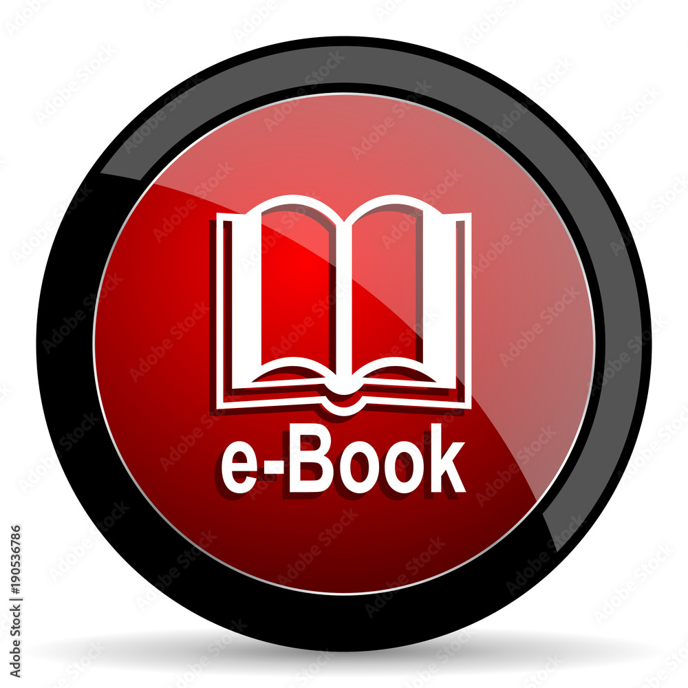 Aufkleber Book vector icon. Modern design red and black glossy web and mobile applications button in eps 10